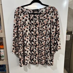 Kasper Abstract Print Blouse - Black, Pink, White